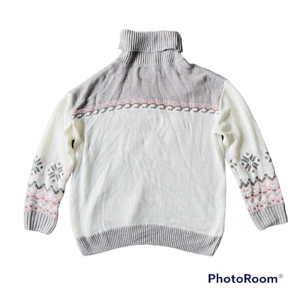 NORDIC Oversized Hand-Knit Slouchy Fairisle Fisherman Sweater-Medium - Picture 3 of 6
